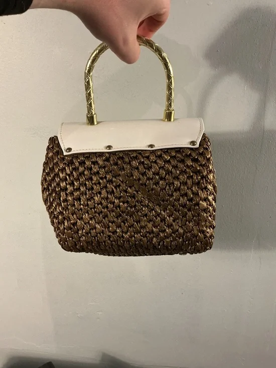 Woven Brown and Cream Top-Handle Women’s Bag - Picture 8 of 8